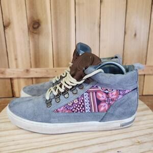 Inkkas High Top Shoes Womens 10 Gray Leather Geometric Casual Sneakers Mexico